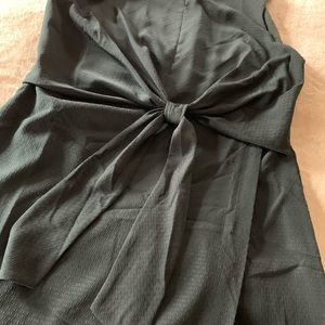 Ann Taylor Tie Front Midi Dress in Dark Tea Green
